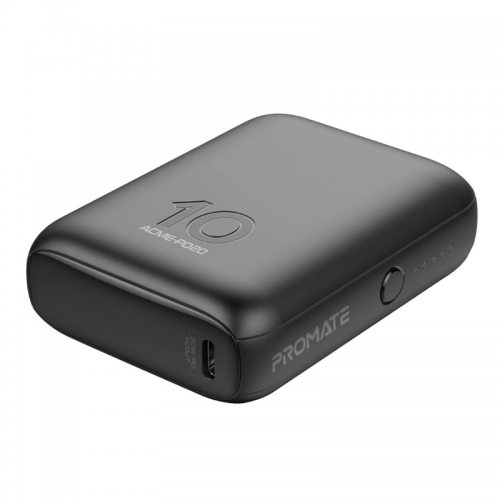Promate Ultra-Compact Power Bank With 22W PD & Quick Charge 3.0 Black